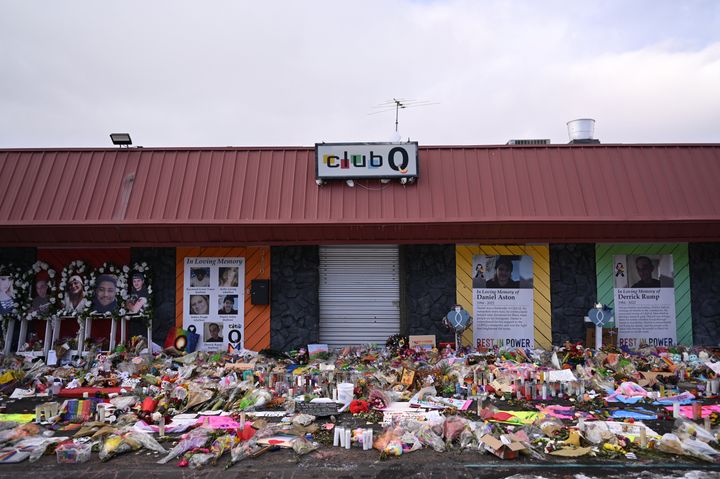 A memorial for the victims of the shooting outside Club Q in Colorado Springs, Colorado, on Nov. 29.
