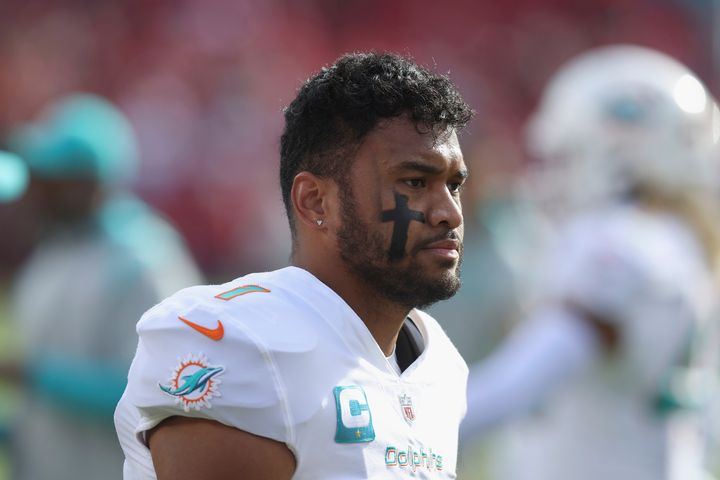 Miami Dolphins quarterback Tua Tagovailoa (AP Photo/Lachlan Cunningham)