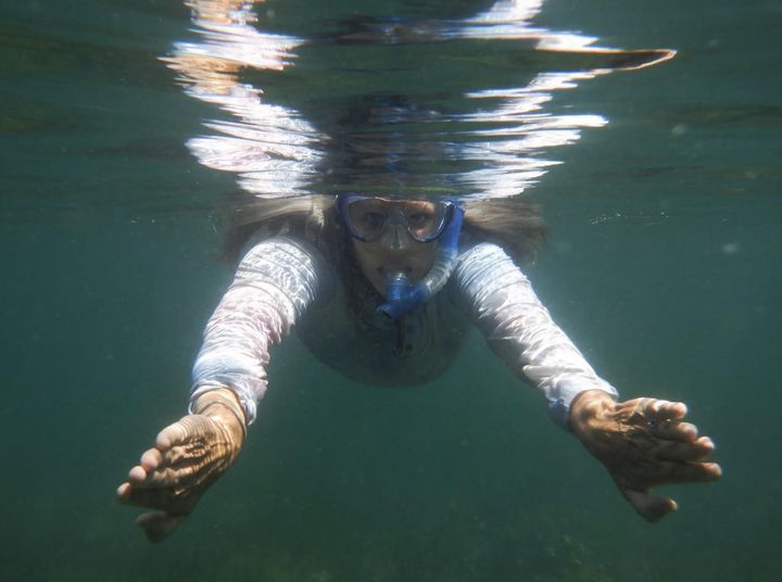 The author snorkeling in Bocas del Toro, Panama in 2022.