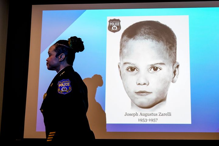 Philadelphia Police Commissioner Danielle Outlaw departs after a news conference in Philadelphia where the identity of a 4-year-old boy, found in a box in 1957, was revealed as Joseph Augustus Zarelli.