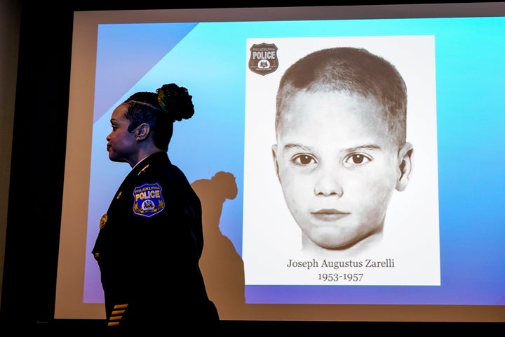 Philadelphia Police Commissioner Danielle Outlaw departs after a news conference in Philadelphia where the identity of a 4-year-old boy, found in a box in 1957, was revealed as Joseph Augustus Zarelli.