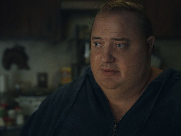 Brendan Fraser as Charlie, a depressed, 600-pound teacher, in "The Whale."