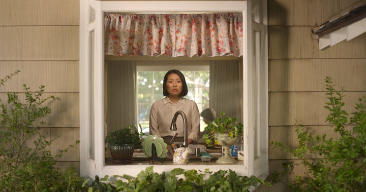 Yoshiko (Shiori Ideta) contemplates a source of identity in a scene from "Little America."