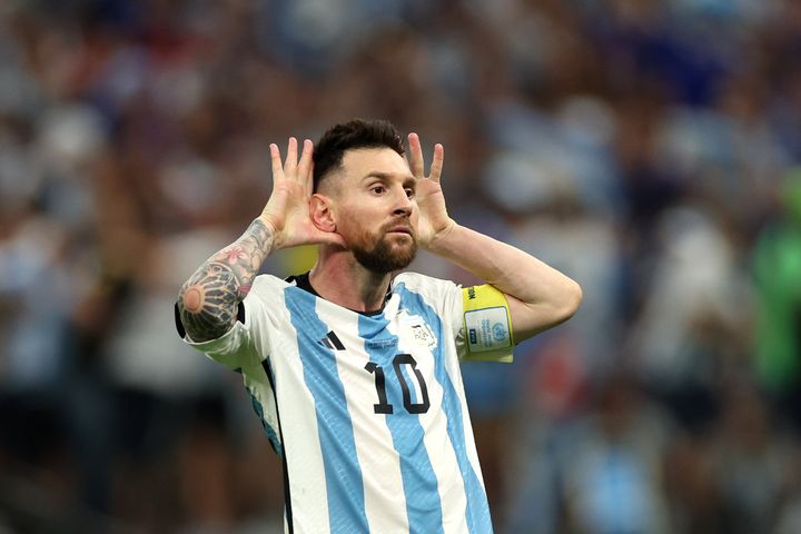 Gesture of Messi after his goal