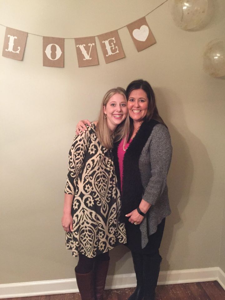 The writer and her mom in November 2016 when the writer got engaged and just two days after the tumor was found in her mom's liver.