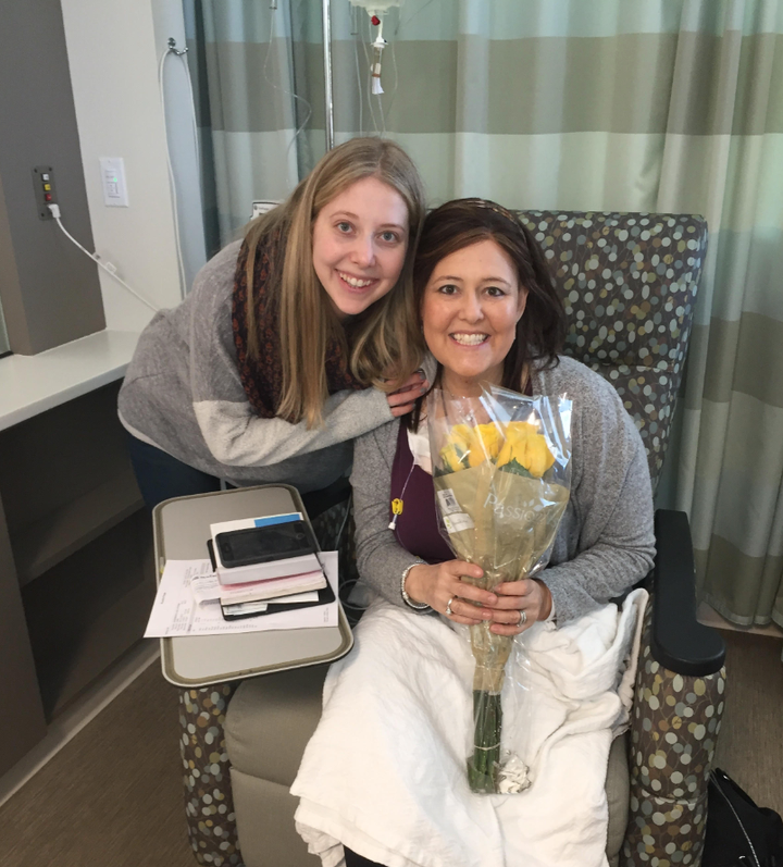 The writer and her mom during the first round of aggressive chemo during the winter of 2017.