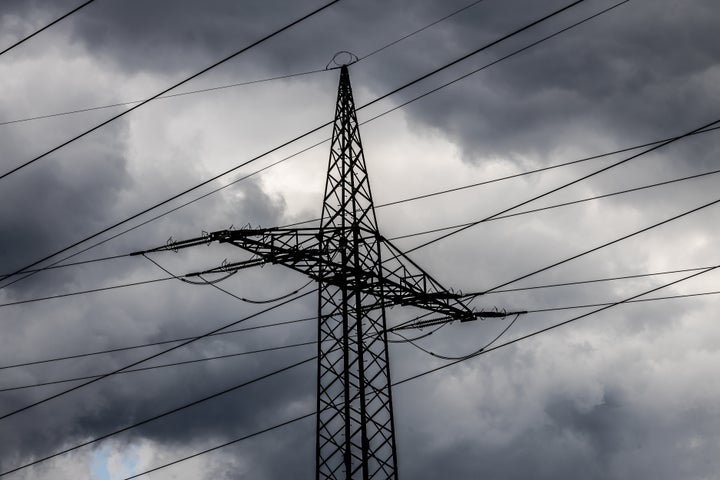 Electricity pylon with dramatic clouds