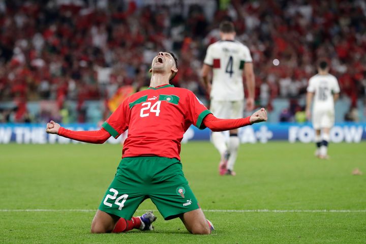 Badr Benoun of Morocco celebrates victory.