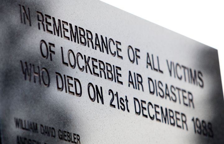 Part of the main memorial stone to the victims of the bombing is seen in the garden of remembrance at Dryfesdale Cemetery, near Lockerbie, Scotland, in 2008.