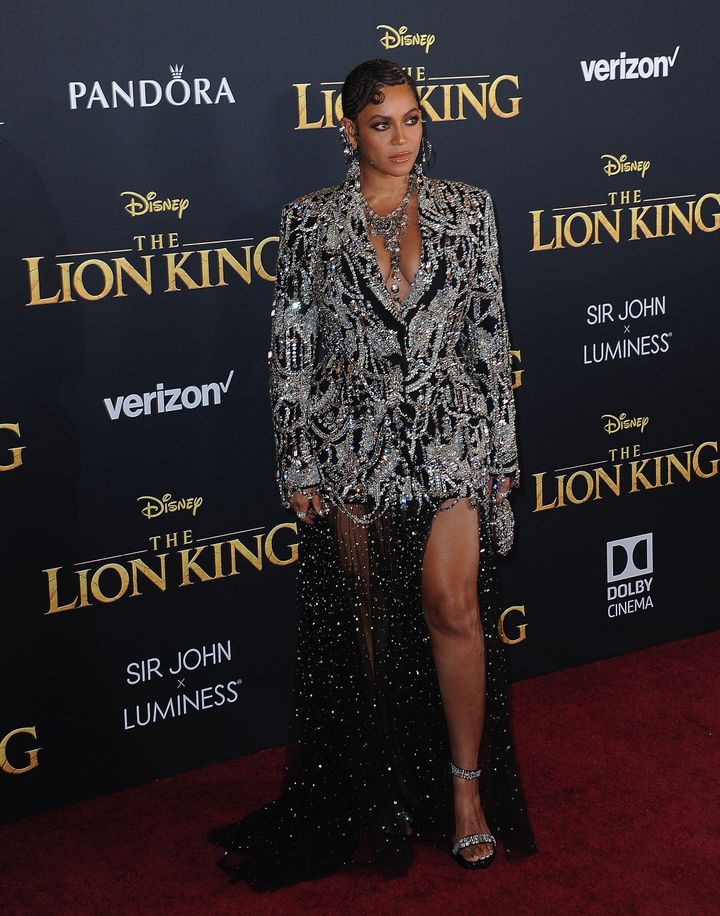 Beyoncé arrives for the Premiere of Disney's "The Lion King" on July 9, 2019, in Hollywood.