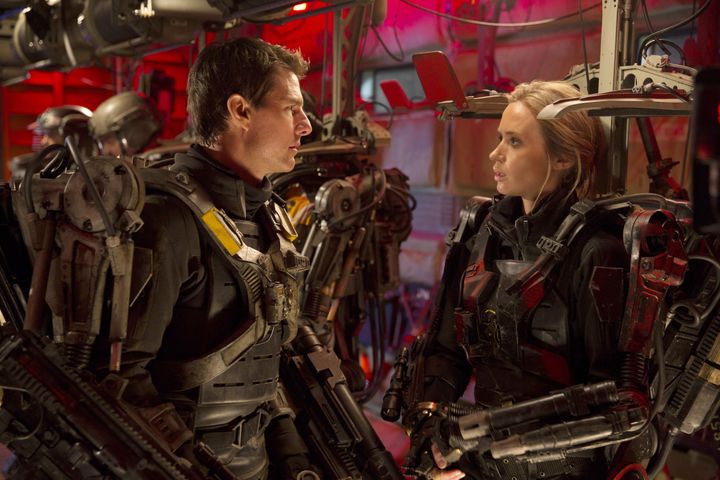 Tom and Emily on the set of Edge Of Tomorrow