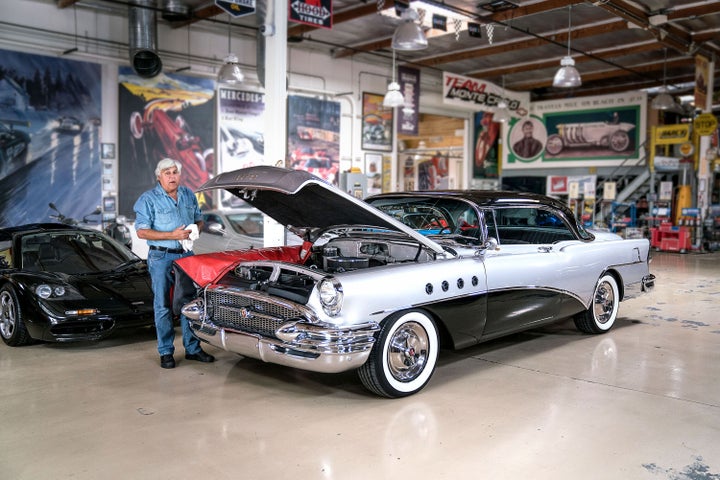 Leno at his expansive garage in Los Angeles.