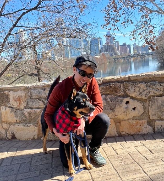 The author and their dog in Austin, Texas.