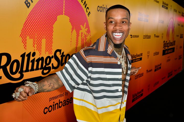 Lanez (shown at an event in Feb. 22) was charged with assault with a firearm, illegal possession of a firearm and negligent discharge of a gun, and he has pleaded not guilty.