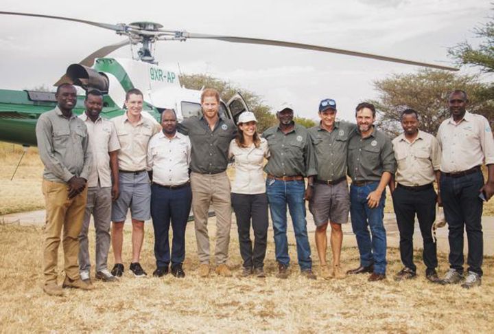 Prince Harry with African Parks’ team members from Rwanda.