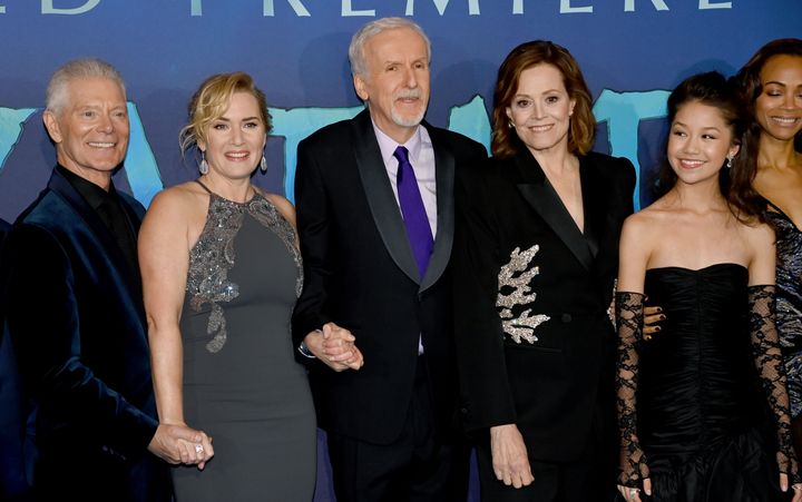 Stephen Lang, Kate Winslet, James Cameron, Sigourney Weaver and Trinity Jo-Li Bliss attended the "Avatar: The Way of Water" world premiere in London earlier this month.