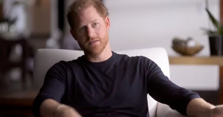 A shot of Prince Harry from the Netflix documentary series, "Harry & Megan."