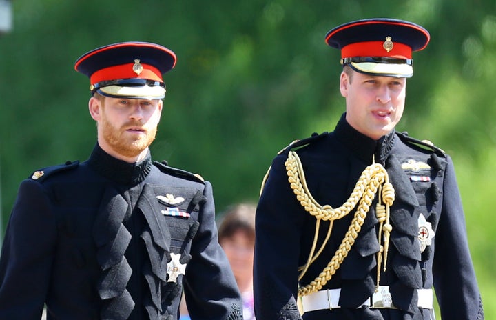 Harry and William at the Sussexes' wedding back in 2018.