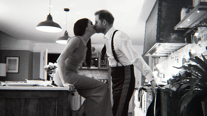 A private photograph of Prince Harry and Meghan, The Duke and Duchess of Sussex, featured in their Netflix docuseries "Harry & Meghan."