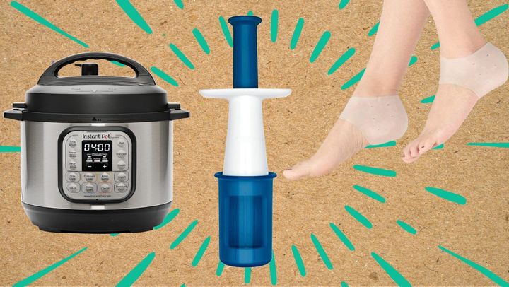 A 7-in-1 Instant Pot, a grape slicer and a pair of heel protectors.