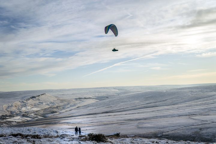 A paraglider over Marsden Moor in the South Pennines.