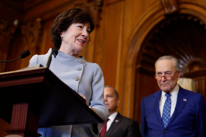 Sen. Susan Collins (R-Maine), shown here at the U.S. Capitol on Dec. 8, has drafted a provision that would curtail efforts to bolster protections for the North Atlantic right whale.