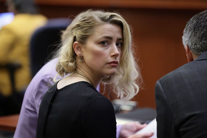 Amber Heard pictured in court earlier this year