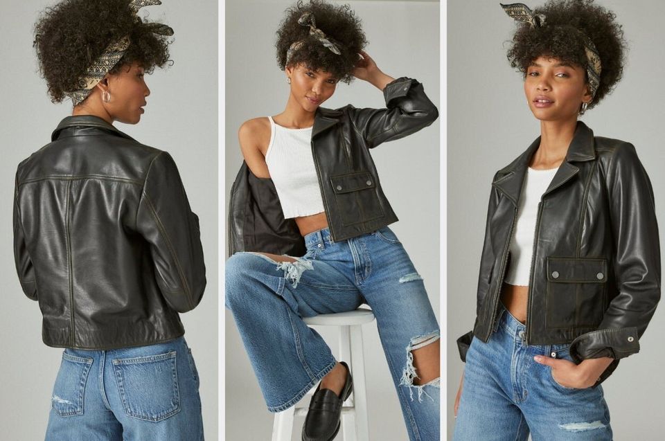 Friends Like These Black Faux Leather Short Collarless Jacket