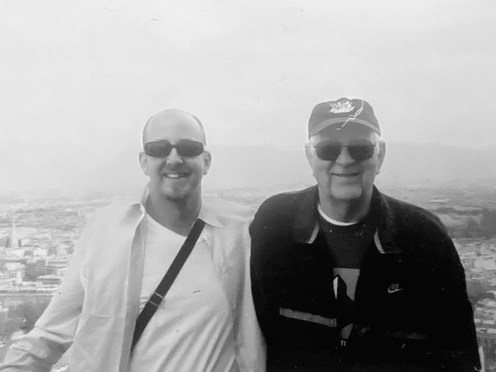 The author and his dad on a trip to Paris in 2000.