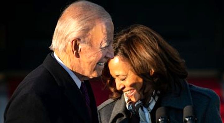 Joe Biden and Kamala Harris at the signing of the Respect for Marriage Act on Dec. 13, 2022.