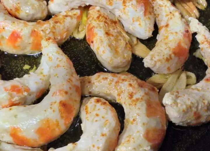 Gambas al ajillo veganas.