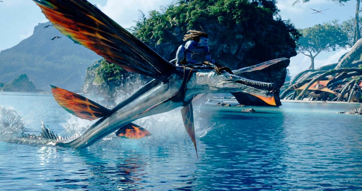 Jake Sully, portrayed by Sam Worthington, appears in "Avatar: The Way of Water" in this image released by 20th Century Studios.