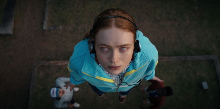 Sadie Sink as seen in a Stranger Things scene featuring Running Up That Hill