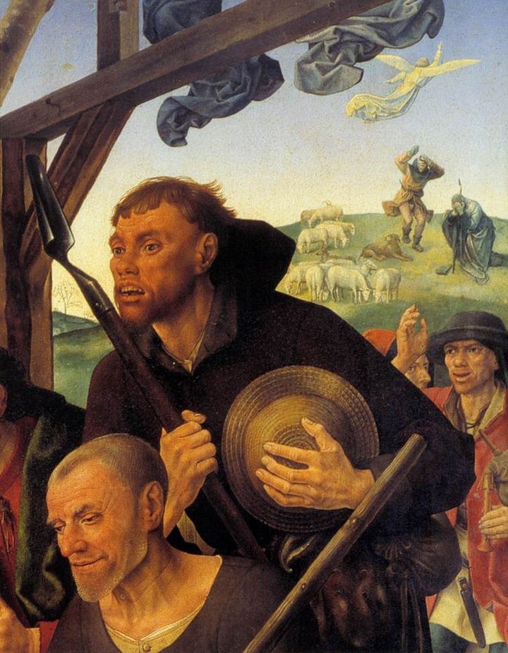 Hugo van der Goes (1440-82), λεπτομέρεια από το "Τρίπτυχο Portinari, Η Προσκύνηση των Ποιμένων", λάδι σε ξύλο, 2,53 Χ 5,86 μ., Galleria degli Uffizi,Φλωρεντία.