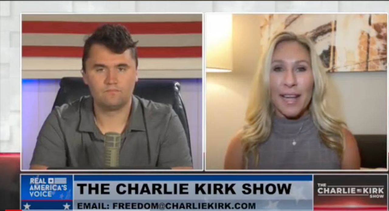 Greene appears on an episode of "The Charlie Kirk Show."