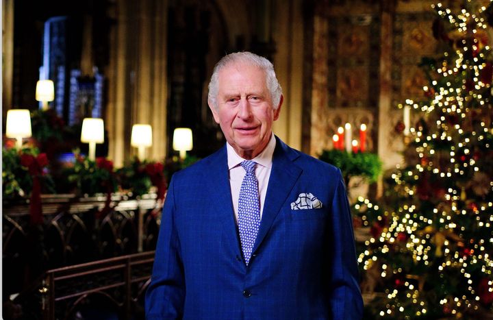 An image of King Charles from his first Christmas broadcast, which will air on Christmas Day. 