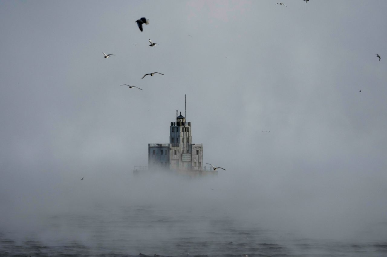 Lake Michigan vapor creates an eerie scene in Milwaukee on Thursday.