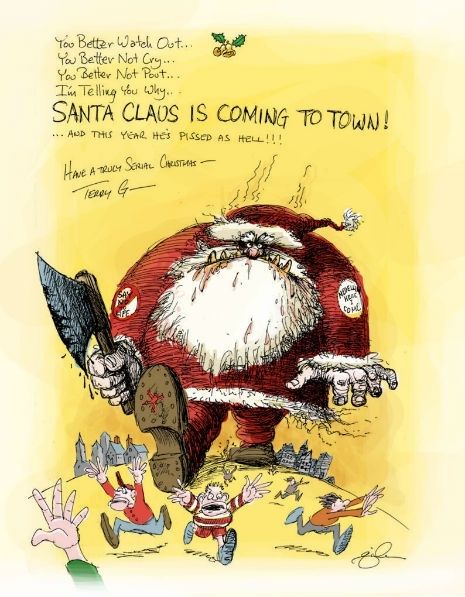 Η χριστουγεννιάτικη κάρτα του Terry Gilliam του 2011, όπως δημοσιεύτηκε στη σελίδα του στο Facebook.