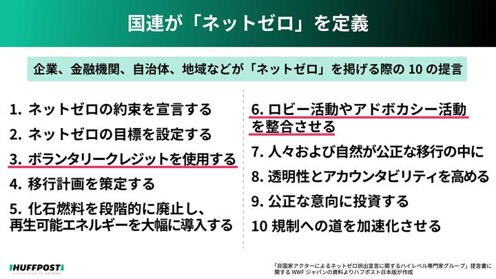 企業、金融機関、自治体、地域などが「ネットゼロ」を掲げる際の10の提言