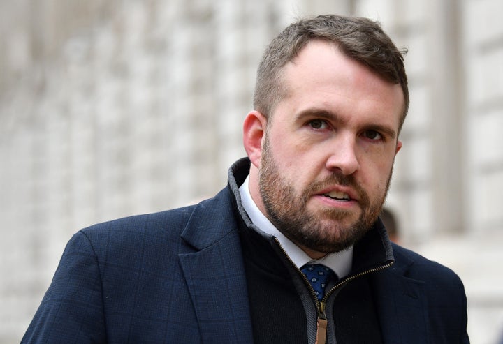 Conservative MP for Stoke-on-Trent North, Jonathan Gullis, walks past Downing Street in London on February 8, 2022. (Photo by JUSTIN TALLIS / AFP) (Photo by JUSTIN TALLIS/AFP via Getty Images)