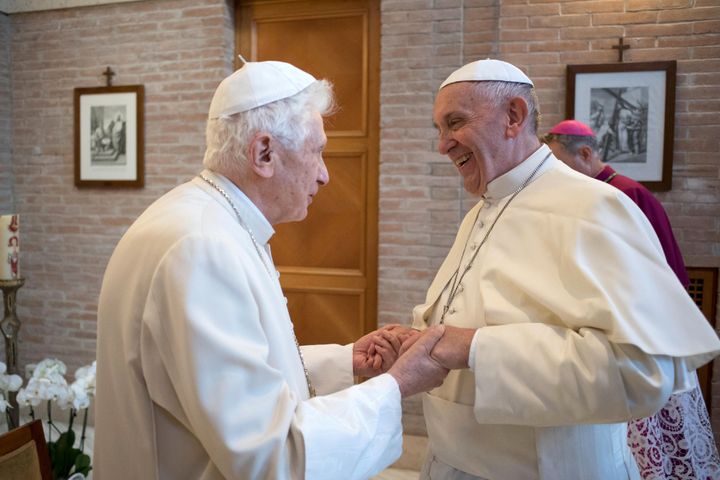 Pope Francis and his predecessor, former Pope Benedict 
