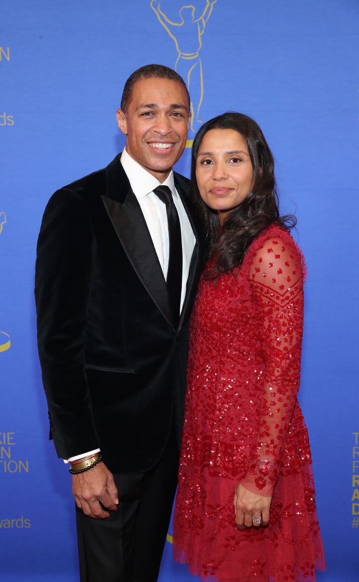 T.J. Holmes and Marilee Holmes attend the Jackie Robinson Foundation Robie Awards Dinner at the Marriott Marquis on March 2, 2020, in New York City.