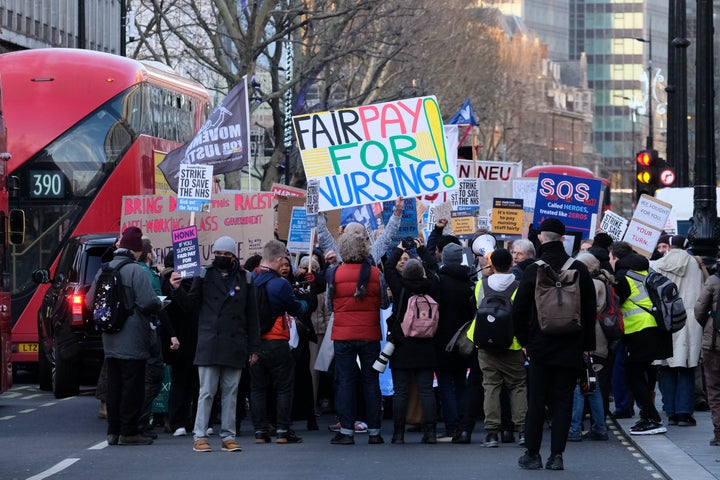 Rally and march from UCLH, Euston road in solidarity with the nurses strike and the NHS. 