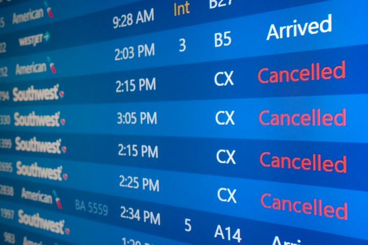The list of Southwest Airlines flights cancelled grows at Phoenix Sky Harbor International Airport on Thursday.