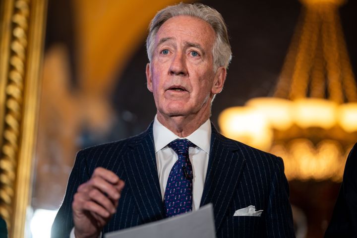 WASHINGTON, DC - DECEMBER 20: Democratic Members of the House Ways and Means Committee led by Chairman Rep. Richard Neal (D-MA) speaks during a press conference on Capitol Hill on Tuesday, Dec. 20, 2022 in Washington, DC. The committee voted along party lines to release the tax returns of former President Donald Trump to the public. (Kent Nishimura / Los Angeles Times via Getty Images)