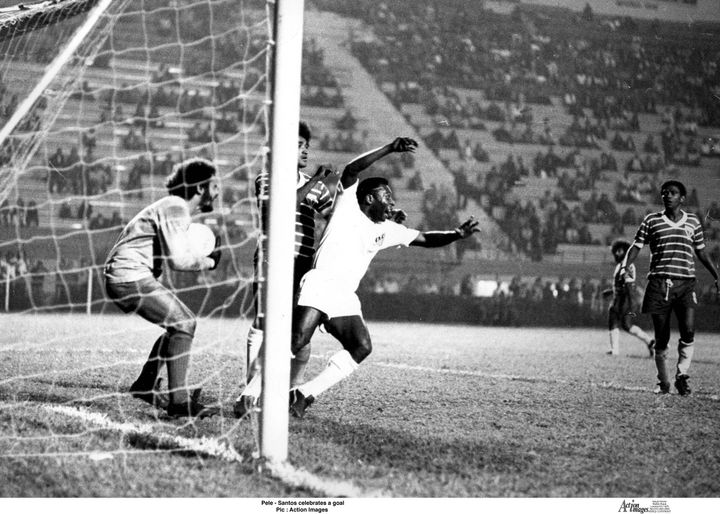 Pele - Santos celebrates a goal Pic : Action Images