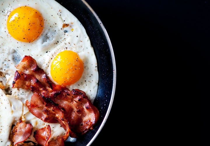 Not all proteins are created equal. Consider the amount of cholesterol in bacon and eggs, compared to vegetarian-based proteins or even chicken or fish.