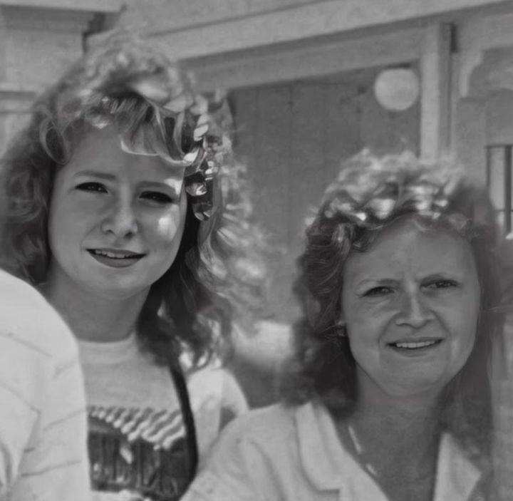 The author (left) with her mother in 1988.