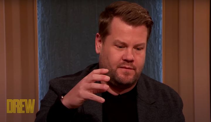 James Corden during his interview on Drew Barrymore's talk show