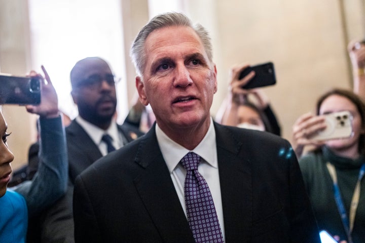 House Republican leader Kevin McCarthy arrives to the US Capitol ahead of another vote for Speaker of the House on Wednesday.